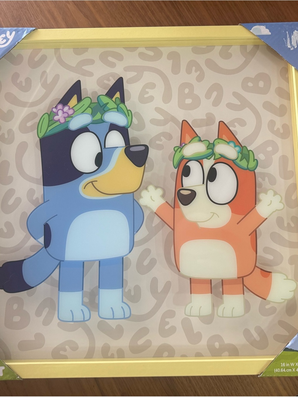 Bluey & Bingo Framed Wall Art - Yellow Frame